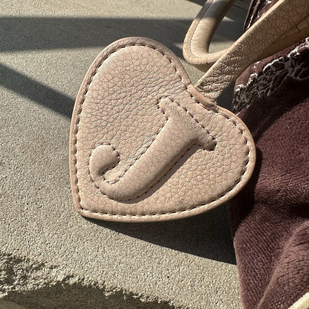 JUICY COUTURE Brown‎ Brown Pink Velvet  Bowling Bag La Couture Y2K Vintage Queen - Picture 7 of 16